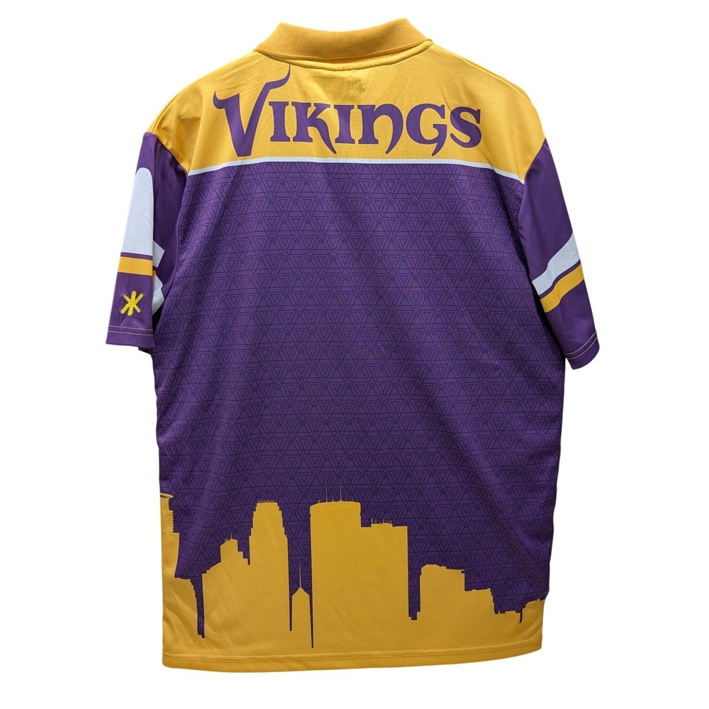 Minnesota Vikings NFL Team Apparel Polo‎ Shirt Men's Large Purple Gold Skyline - Picture 4 of 6